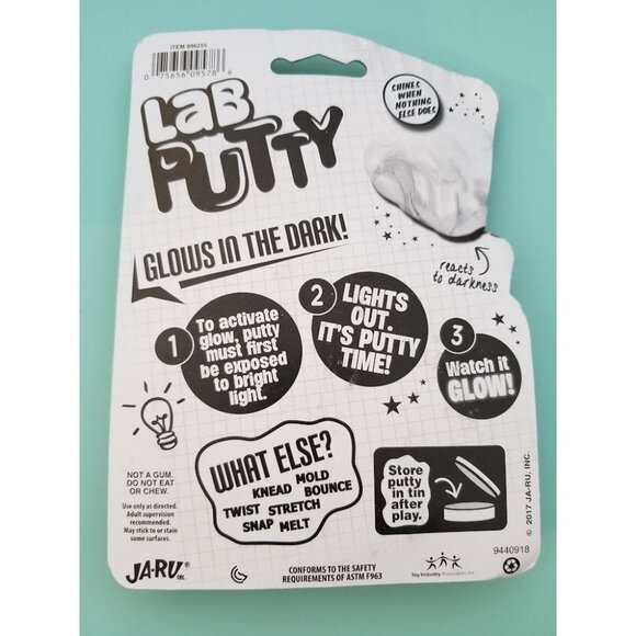 Ja-Ru Lab Putty GLOW IN THE DARK PUTTY w Storage Tin Age 4+ Stretchy NEW - Picture 2 of 2